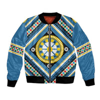 Sicily Italy Carretto Siciliano Bomber Jacket Azure Sicilian Cart Wheel Pattern