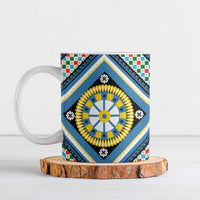 Sicily Italy Carretto Siciliano Ceramic Mug Azure Sicilian Cart Wheel Pattern