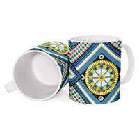 Sicily Italy Carretto Siciliano Ceramic Mug Azure Sicilian Cart Wheel Pattern