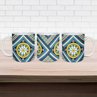 Sicily Italy Carretto Siciliano Ceramic Mug Azure Sicilian Cart Wheel Pattern