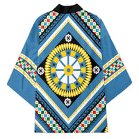 Sicily Italy Carretto Siciliano Kimono Azure Sicilian Cart Wheel Pattern