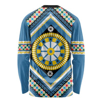Sicily Italy Carretto Siciliano Long Sleeve Shirt Azure Sicilian Cart Wheel Pattern