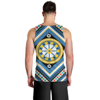 Sicily Italy Carretto Siciliano Men Tank Top Azure Sicilian Cart Wheel Pattern