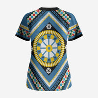 Sicily Italy Carretto Siciliano Scrub Top Azure Sicilian Cart Wheel Pattern