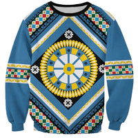 Sicily Italy Carretto Siciliano Sweatshirt Azure Sicilian Cart Wheel Pattern