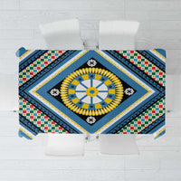 Sicily Italy Carretto Siciliano Tablecloth Azure Sicilian Cart Wheel Pattern