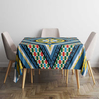 Sicily Italy Carretto Siciliano Tablecloth Azure Sicilian Cart Wheel Pattern
