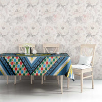 Sicily Italy Carretto Siciliano Tablecloth Azure Sicilian Cart Wheel Pattern