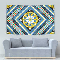 Sicily Italy Carretto Siciliano Tapestry Azure Sicilian Cart Wheel Pattern
