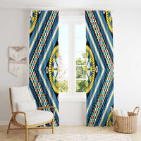 Sicily Italy Carretto Siciliano Window Curtain Azure Sicilian Cart Wheel Pattern