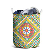 Sicily Italy Carretto Siciliano Laundry Basket Green Sicilian Cart Wheel Pattern