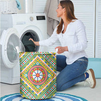 Sicily Italy Carretto Siciliano Laundry Basket Green Sicilian Cart Wheel Pattern