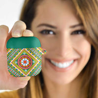 Sicily Italy Carretto Siciliano AirPods Case Green Sicilian Cart Wheel Pattern