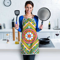 Sicily Italy Carretto Siciliano Apron Green Sicilian Cart Wheel Pattern