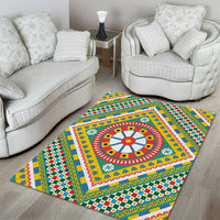 Sicily Italy Carretto Siciliano Area Rug Green Sicilian Cart Wheel Pattern
