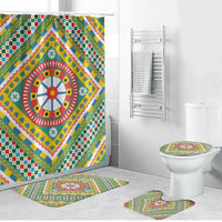 Sicily Italy Carretto Siciliano Bathroom Set Green Sicilian Cart Wheel Pattern
