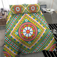 Sicily Italy Carretto Siciliano Bedding Set Green Sicilian Cart Wheel Pattern