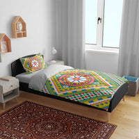 Sicily Italy Carretto Siciliano Bedding Set Green Sicilian Cart Wheel Pattern