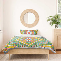 Sicily Italy Carretto Siciliano Bedding Set Green Sicilian Cart Wheel Pattern