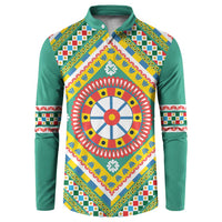 Sicily Italy Carretto Siciliano Button Sweatshirt Green Sicilian Cart Wheel Pattern