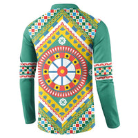 Sicily Italy Carretto Siciliano Button Sweatshirt Green Sicilian Cart Wheel Pattern
