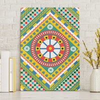 Sicily Italy Carretto Siciliano Canvas Wall Art Green Sicilian Cart Wheel Pattern
