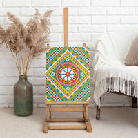 Sicily Italy Carretto Siciliano Canvas Wall Art Green Sicilian Cart Wheel Pattern