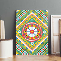 Sicily Italy Carretto Siciliano Canvas Wall Art Green Sicilian Cart Wheel Pattern