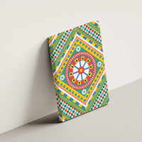 Sicily Italy Carretto Siciliano Canvas Wall Art Green Sicilian Cart Wheel Pattern