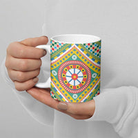 Sicily Italy Carretto Siciliano Ceramic Mug Green Sicilian Cart Wheel Pattern