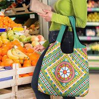 Sicily Italy Carretto Siciliano Grocery Bag Green Sicilian Cart Wheel Pattern