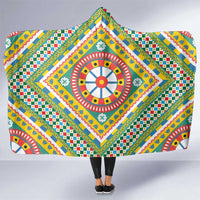Sicily Italy Carretto Siciliano Hooded Blanket Green Sicilian Cart Wheel Pattern