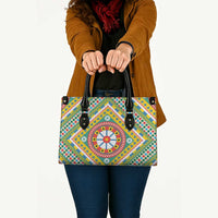 Sicily Italy Carretto Siciliano Leather Bag Green Sicilian Cart Wheel Pattern