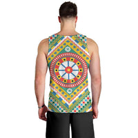 Sicily Italy Carretto Siciliano Men Tank Top Green Sicilian Cart Wheel Pattern