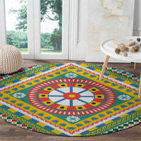 Sicily Italy Carretto Siciliano Round Carpet Green Sicilian Cart Wheel Pattern