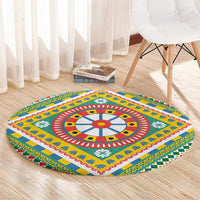 Sicily Italy Carretto Siciliano Round Carpet Green Sicilian Cart Wheel Pattern