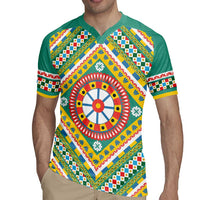 Sicily Italy Carretto Siciliano Rugby Jersey Green Sicilian Cart Wheel Pattern