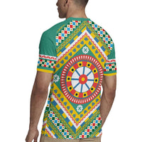Sicily Italy Carretto Siciliano Rugby Jersey Green Sicilian Cart Wheel Pattern