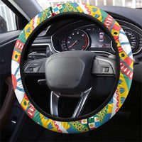 Sicily Italy Carretto Siciliano Steering Wheel Cover Green Sicilian Cart Wheel Pattern