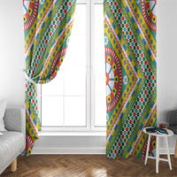 Sicily Italy Carretto Siciliano Window Curtain Green Sicilian Cart Wheel Pattern