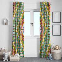 Sicily Italy Carretto Siciliano Window Curtain Green Sicilian Cart Wheel Pattern
