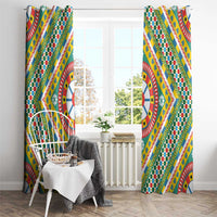 Sicily Italy Carretto Siciliano Window Curtain Green Sicilian Cart Wheel Pattern