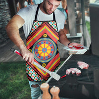 Sicily Italy Carretto Siciliano Apron Red Sicilian Cart Wheel Pattern