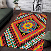 Sicily Italy Carretto Siciliano Area Rug Red Sicilian Cart Wheel Pattern