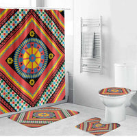 Sicily Italy Carretto Siciliano Bathroom Set Red Sicilian Cart Wheel Pattern