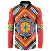 Sicily Italy Carretto Siciliano Button Sweatshirt Red Sicilian Cart Wheel Pattern
