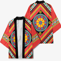 Sicily Italy Carretto Siciliano Kimono Red Sicilian Cart Wheel Pattern