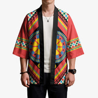 Sicily Italy Carretto Siciliano Kimono Red Sicilian Cart Wheel Pattern