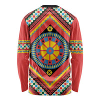 Sicily Italy Carretto Siciliano Long Sleeve Shirt Red Sicilian Cart Wheel Pattern