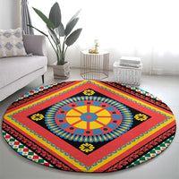 Sicily Italy Carretto Siciliano Round Carpet Red Sicilian Cart Wheel Pattern